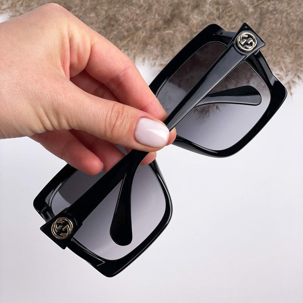 Gucci GG0876S 001 Sunglasses  Black Gray Gradient Oversized Women - Picture 2 of 10